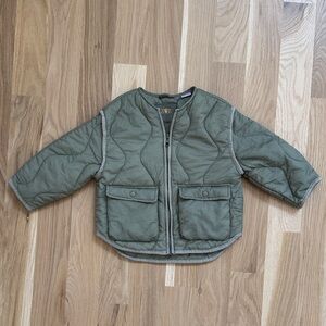 Zara girls quilted olive jacket sz 3-4